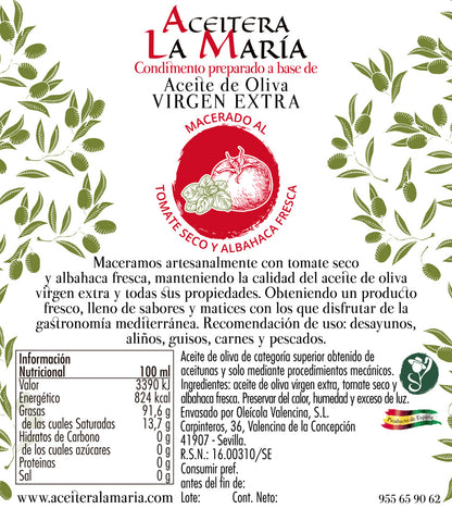 Aceite De Oliva Virgen Extra Macerado Al Tomate Seco Y Albahaca 50 Cl Pet_2
