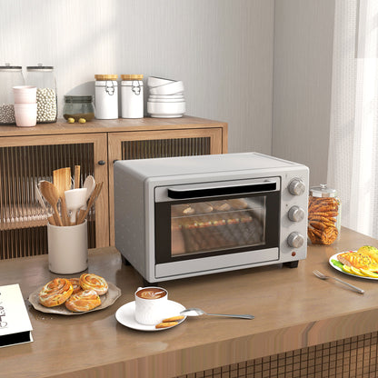 Horno Eléctrico Homcom Metal, Vidrio Templado Plata 46x38.5x29 Cm_1