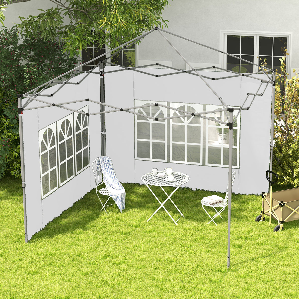 Paredes Laterales Carpa Outsunny Tela Oxford Blanco 295x195 Cm_1