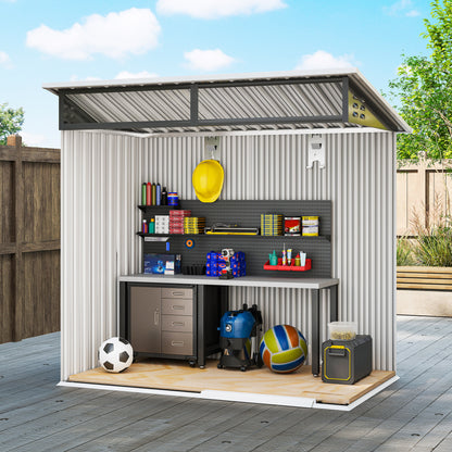 Caseta De Jardín Outsunny Acero Galvanizado Gris Oscuro 195x122x182 Cm_4