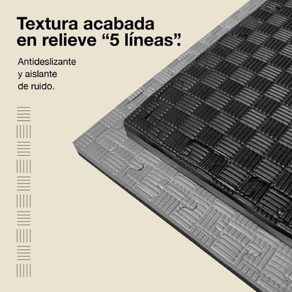 Tatami Puzzle 4cm 100x100cm, Pack 4 Unidades – Superficie 5 Líneas Gris/negro Jowy_3