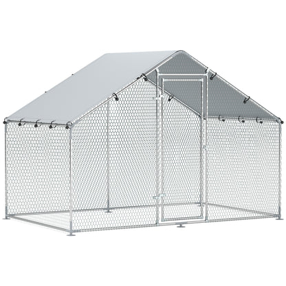 Gallinero Para Exterior Pawhut Acero Plata 300x170x190 Cm_0