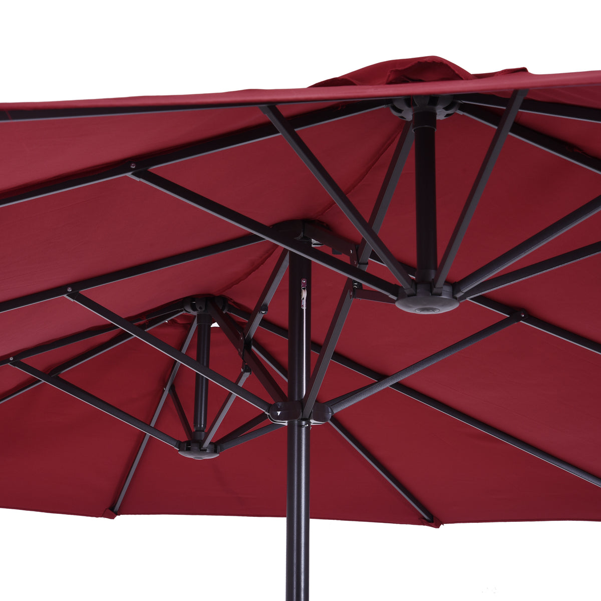 Sombrilla Doble Outsunny Tela De Poliéster, Acero Rojo 455x265x238 Cm_4