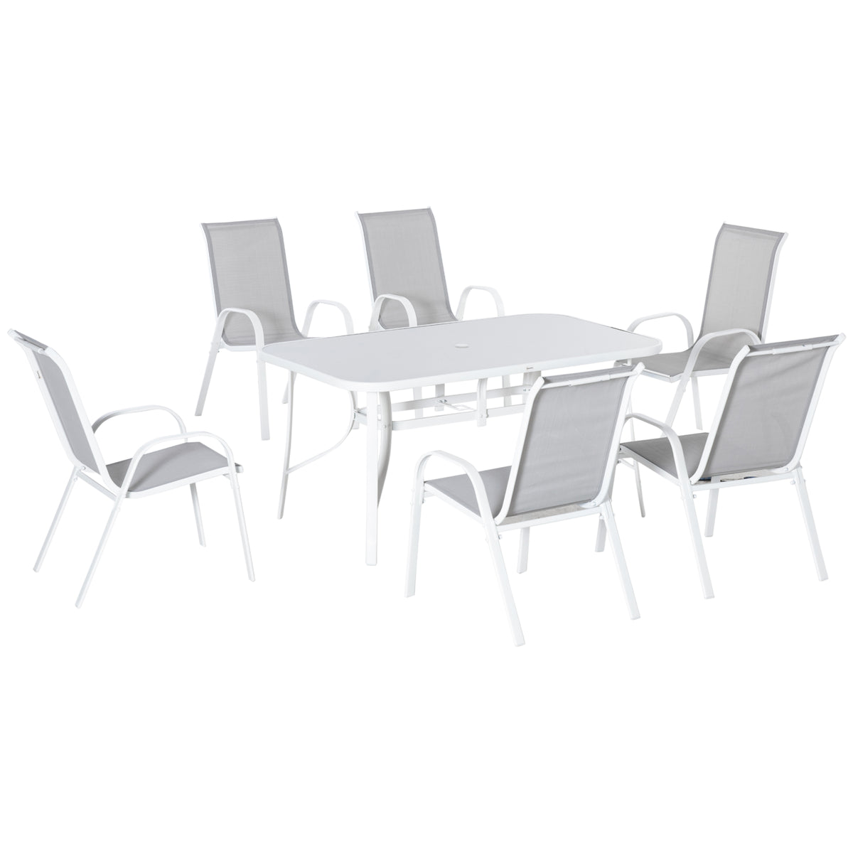 Muebles De Jardín Outsunny Metal, Textilene Gris Claro 150x90x71 Cm_0