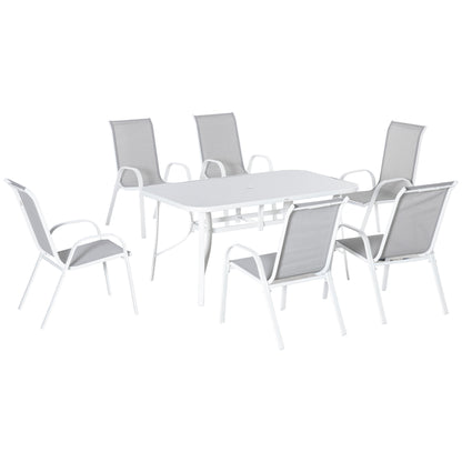 Muebles De Jardín Outsunny Metal, Textilene Gris Claro 150x90x71 Cm_0