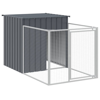 Caseta Perros Con Corral Acero Galvanizado Gris 110x405x110 Cm_5