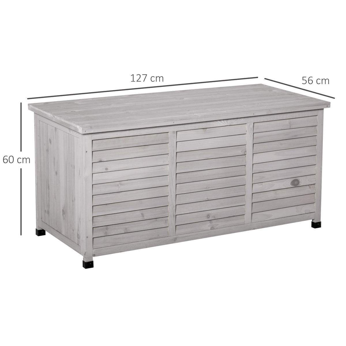 Baúl De Almacenaje Outsunny Madera De Abeto Gris 127x56x60 Cm_2