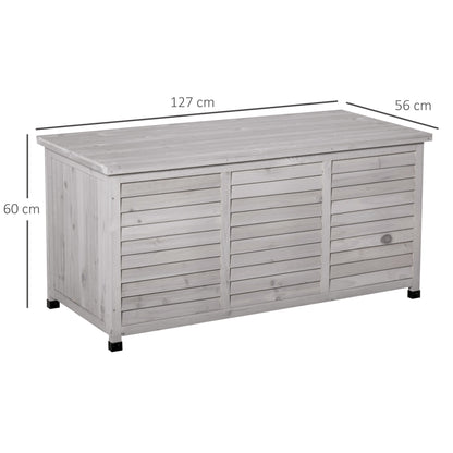 Baúl De Almacenaje Outsunny Madera De Abeto Gris 127x56x60 Cm_2