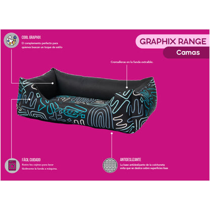 Cama Para Perro Rogz Graphix 101x64x33cm Estampado Arcos Talla Xl (39-64kg)_1