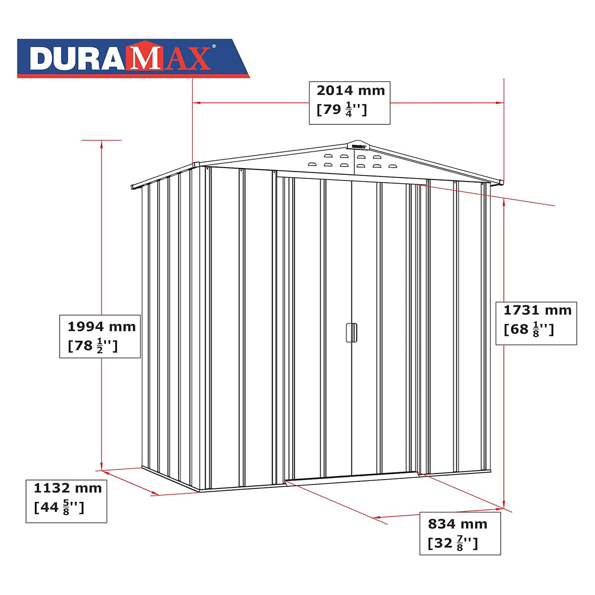 Duramax - Caseta Jardín - Top Venus 6x4 - Metal - Color Imitación Madera_3