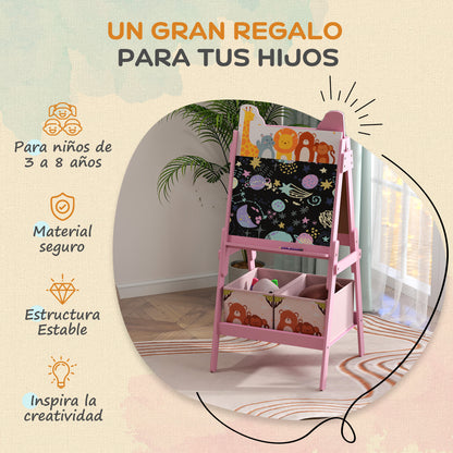 Caballete Infantil Aiyaplay Mdf, Tela No Tejida Rosa 53.5x49x113 Cm_5