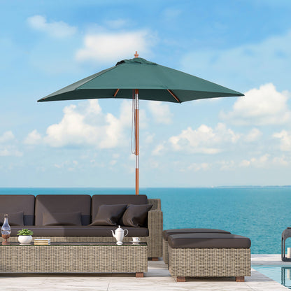 Sombrilla De Jardín Inclinable De Madera Outsunny 200x150x230 Cm Verde_1