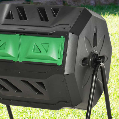Compostador Outsunny Acero, Pp Negro 71x65x96 Cm_4