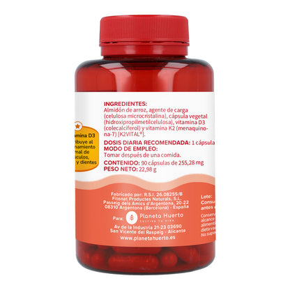 Vitamina D3 &amp; K2 (Mk7) Planeta Huerto 90 Caps