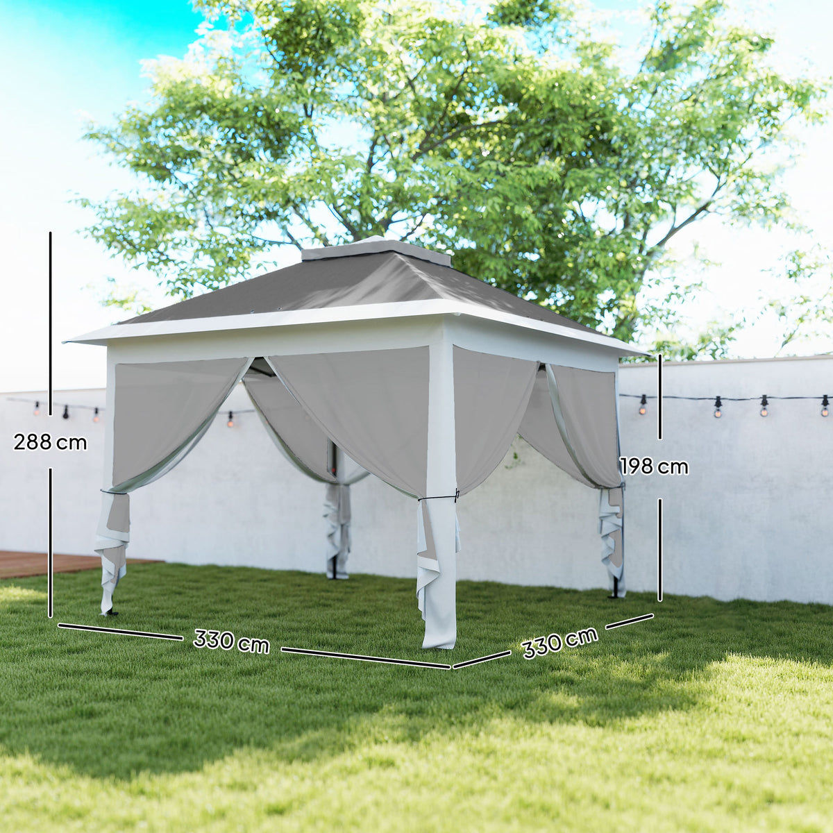 Carpa Plegable Outsunny Tela Oxford, Metal Gris Oscuro 330x330x288 Cm_2