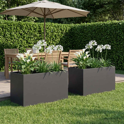 Macetero De Jardín 2 Uds. Negro 80 X 50 X 50 Cm_1