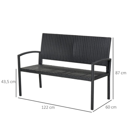 Banco De Jardín Outsunny Negro Carga 320kg 122x60x87cm_2