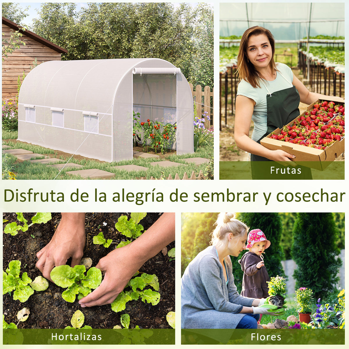 Invernadero De Túnel Con 6 Ventanas Outsunny 400x200x200 Cm Blanco_5