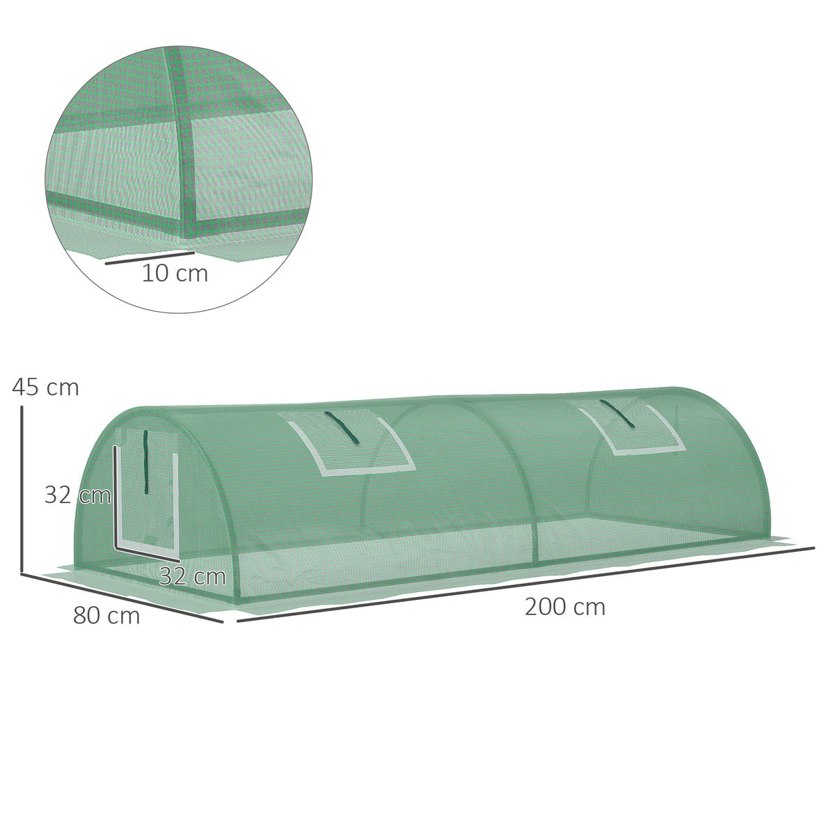 Invernadero Pequeño Outsunny Pe, Acero Verde 200x80x45 Cm_2