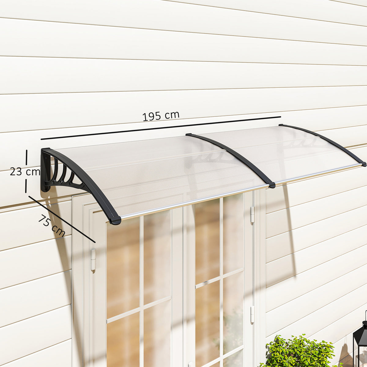 Tejadillo De Protección Outsunny Transparente 195x75x23 Cm_2