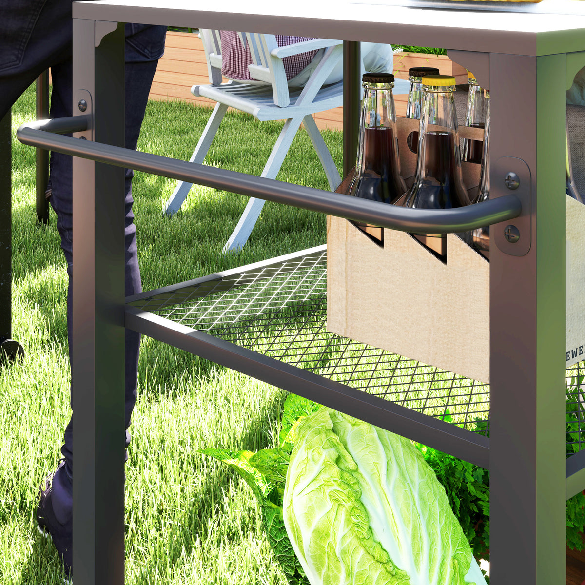 Carrito De Parrilla Outsunny Acero, Metal Negro 105x50x79 Cm_3