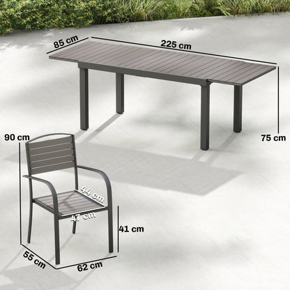 Conjunto De Jardín Outsunny Aluminio, Compuesto Madera Plástica Gris 225x85x75 Cm_2
