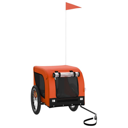 Remolque De Bicicleta Mascotas Hierro Tela Oxford Naranja Negro_0