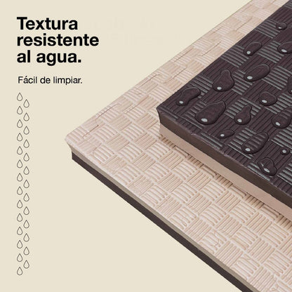 Tatami Puzzle 4cm 100x100cm, Pack 4 Unidades – Superficie 5 Líneas Marrón/beige Jowy_4