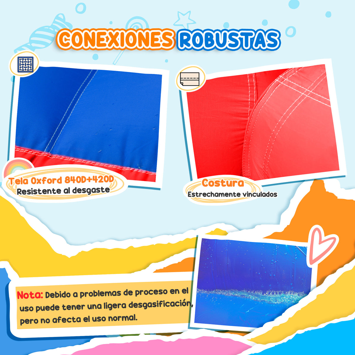 Castillo Inflable Homcom Tela Oxford, Poliéster Multicolor 435x245x200 Cm_3
