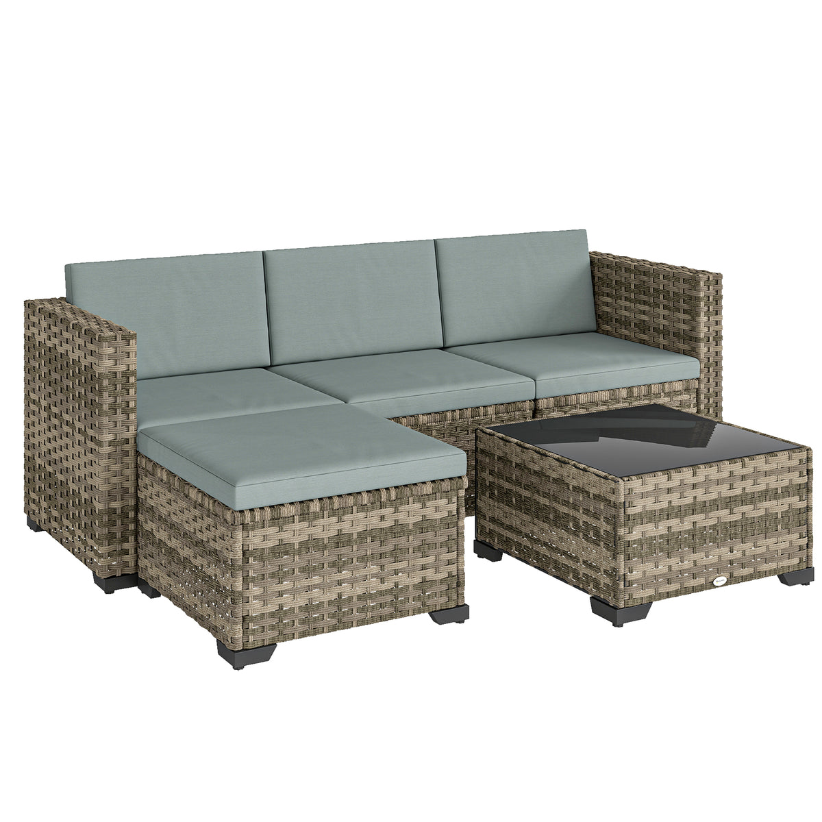 Conjunto De Jardín Outsunny Acero, Pe Gris Claro 188x120x61 Cm_0
