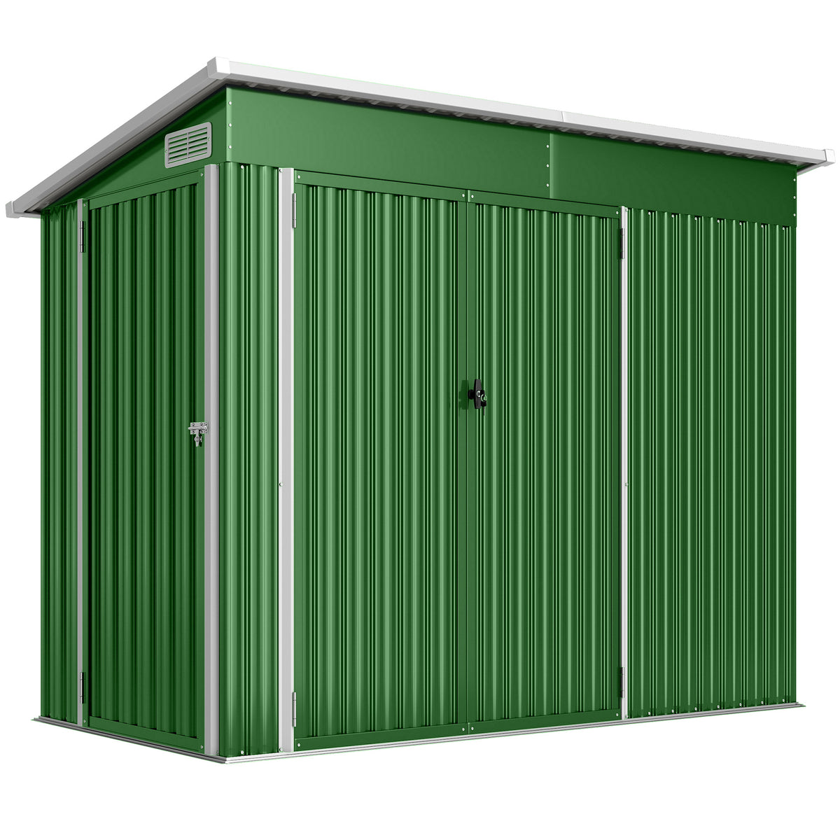 Caseta De Jardín Outsunny Acero Galvanizado Verde 234x132x185 Cm_0
