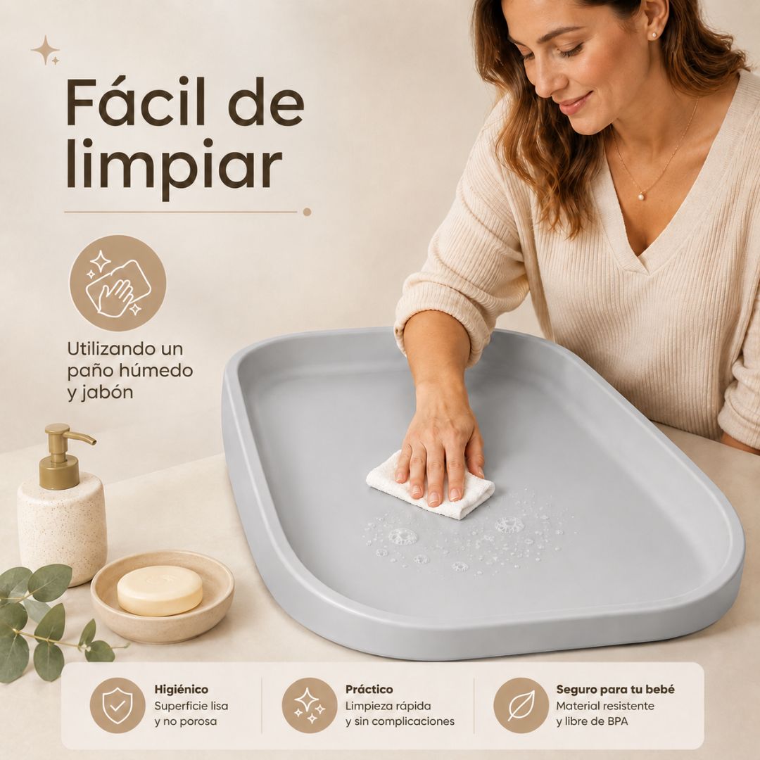 Cambiador Bebé De Espuma Pu Suave Y Lavable, Cambiador Para Pañales Con Bordes Elevados Bathby_4