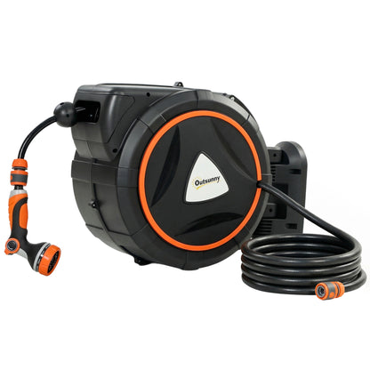 Enrollador De Manguera Outsunny Pp, Plástico Naranja 55x31x50 Cm_0