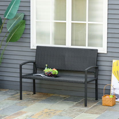 Banco De Jardín Outsunny Negro Carga 320kg 122x60x87cm_1