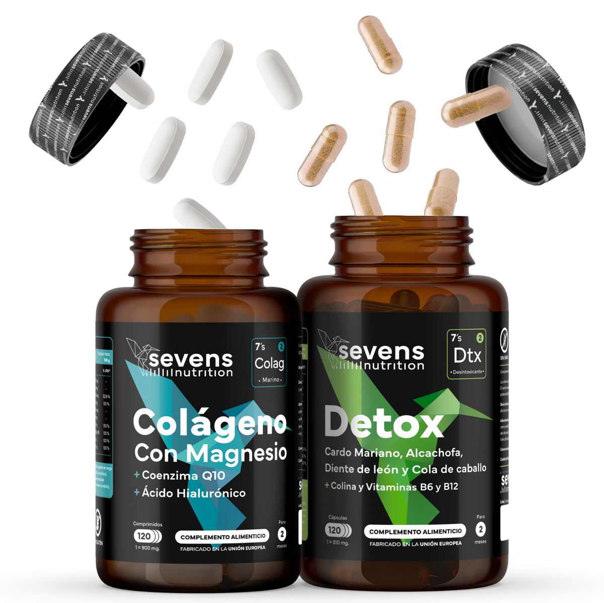 Colágeno Marino Con Magnesio + Detox Con Cardo Mariano. Sevens Nutrition. Articulaciones, Piel Y Depuración Hepática_0