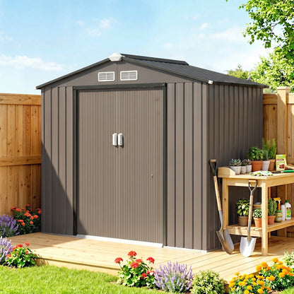 Cobertizo De Jardín Outsunny Acero Galvanizado Marrón 213x130x185 Cm_1