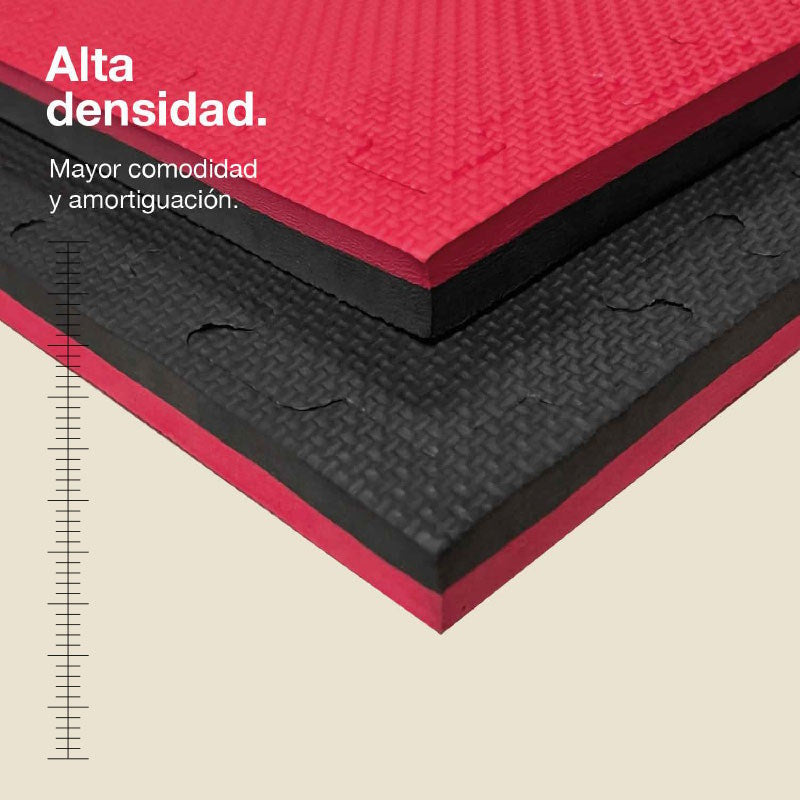 Tatami Puzzle 2,5cm 100x100cm, Pack 4 Unidades – Superficie T Azul/rojo Jowy_1
