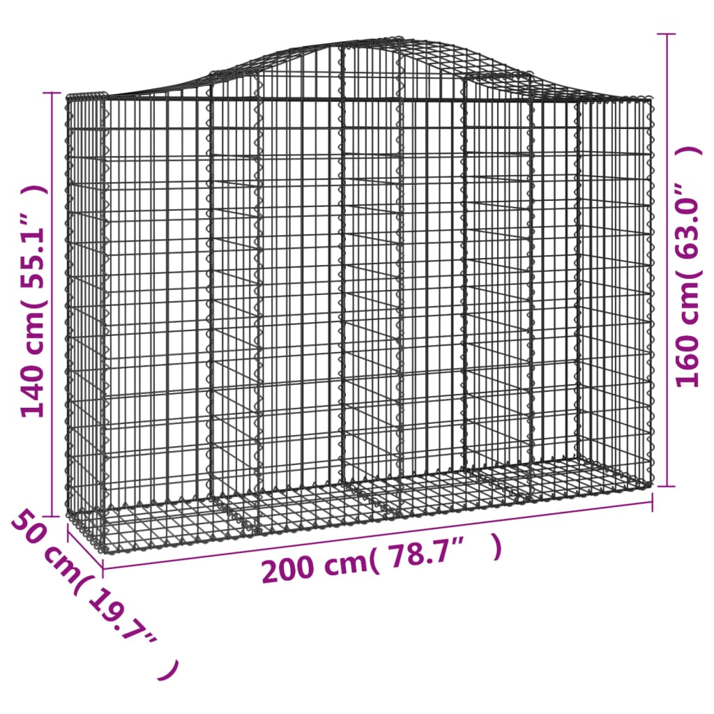Cestas Gaviones 40 Uds Forma De Arco Hierro 200x50x140/160 Cm_5
