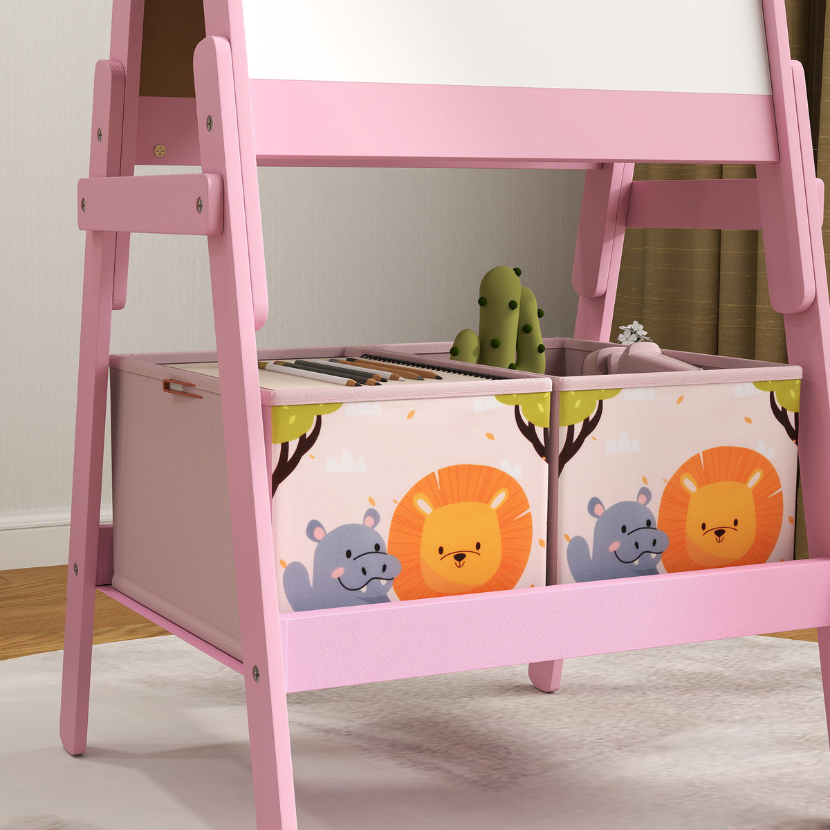Caballete Infantil Aiyaplay Mdf, Tela No Tejida Rosa 53.5x49x113 Cm_3