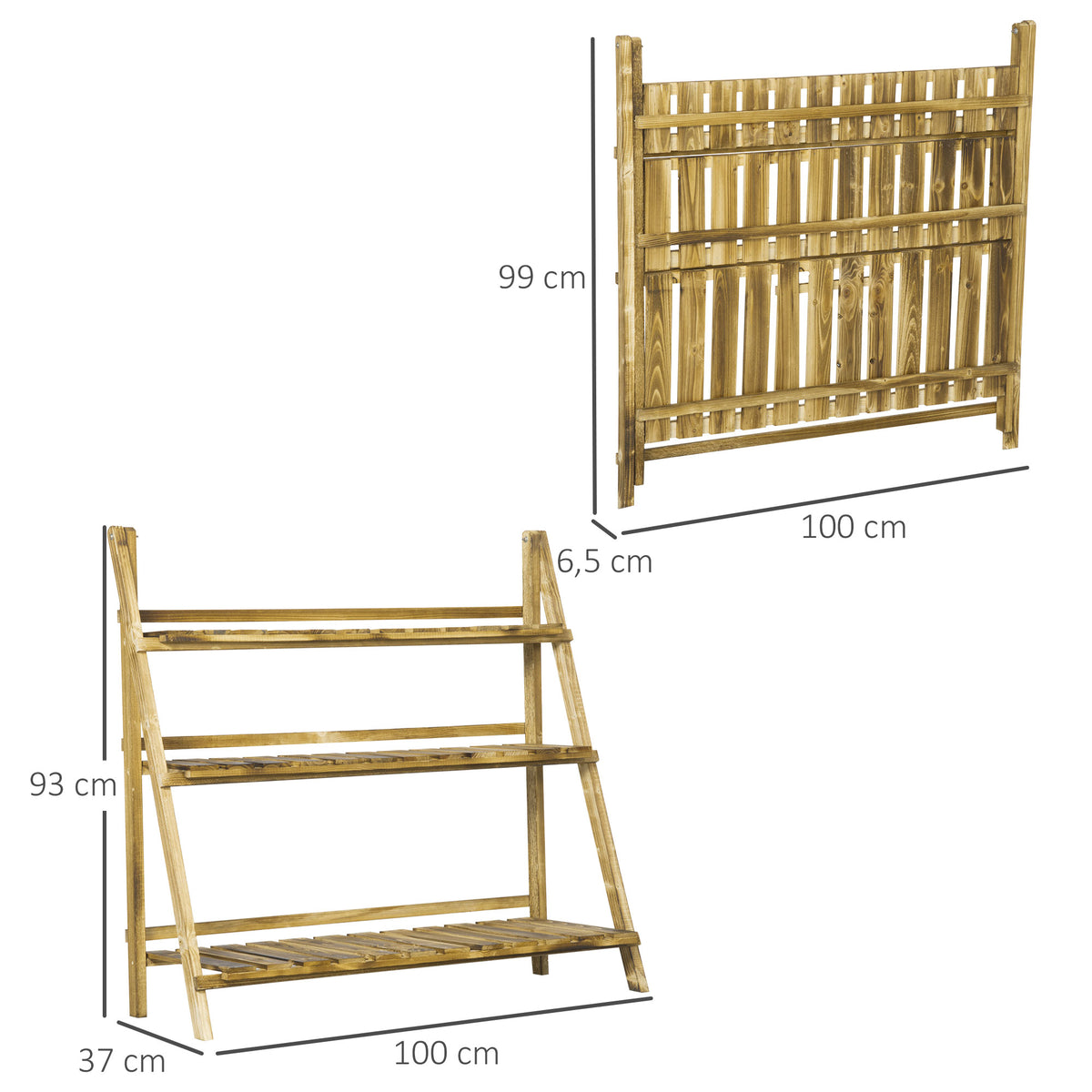 Soporte Para Plantas Outsunny Madera De Abeto Carbonizado 100x37x93 Cm_2