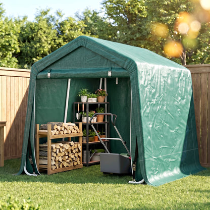 Carpa Para Herramientas Outsunny Pe, Metal Verde 240x200x202 Cm_4