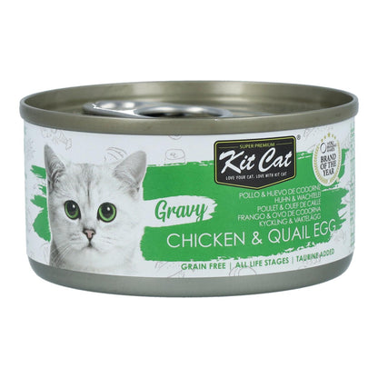 Kit Cat Lata Gravy - Pollo &amp; Huevo Codorniz 70 g Comida húmeda para gatos en salsa