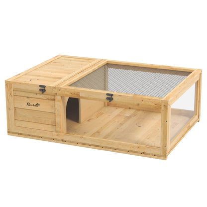 Casa Para Tortugas Pawhut Madera De Abeto Amarillo 91x60.5x32 Cm D40-012v00yl_0