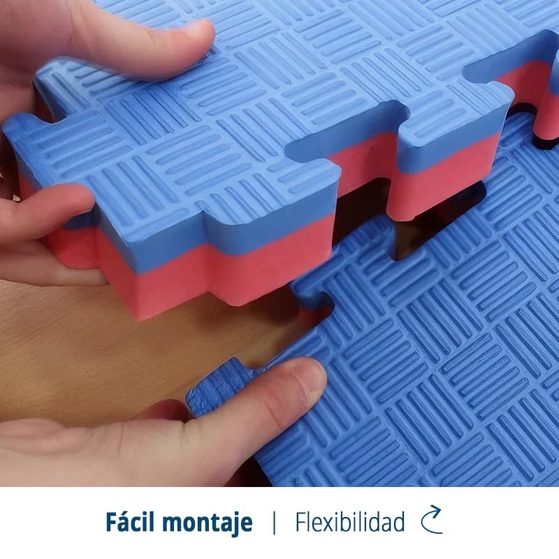 Tatami Puzzle Eva Para Suelo Infantil 1x1m X25mm Rojo - Azul 1 Unidad_3