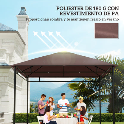Techo De Repuesto Para Cenador De Jardín Outsunny 2.98x2.95 M Café_5
