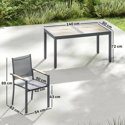 Conjunto De Jardín Outsunny Acero Galvanizado, Textilene Gris Oscuro 140x80x72 Cm_2