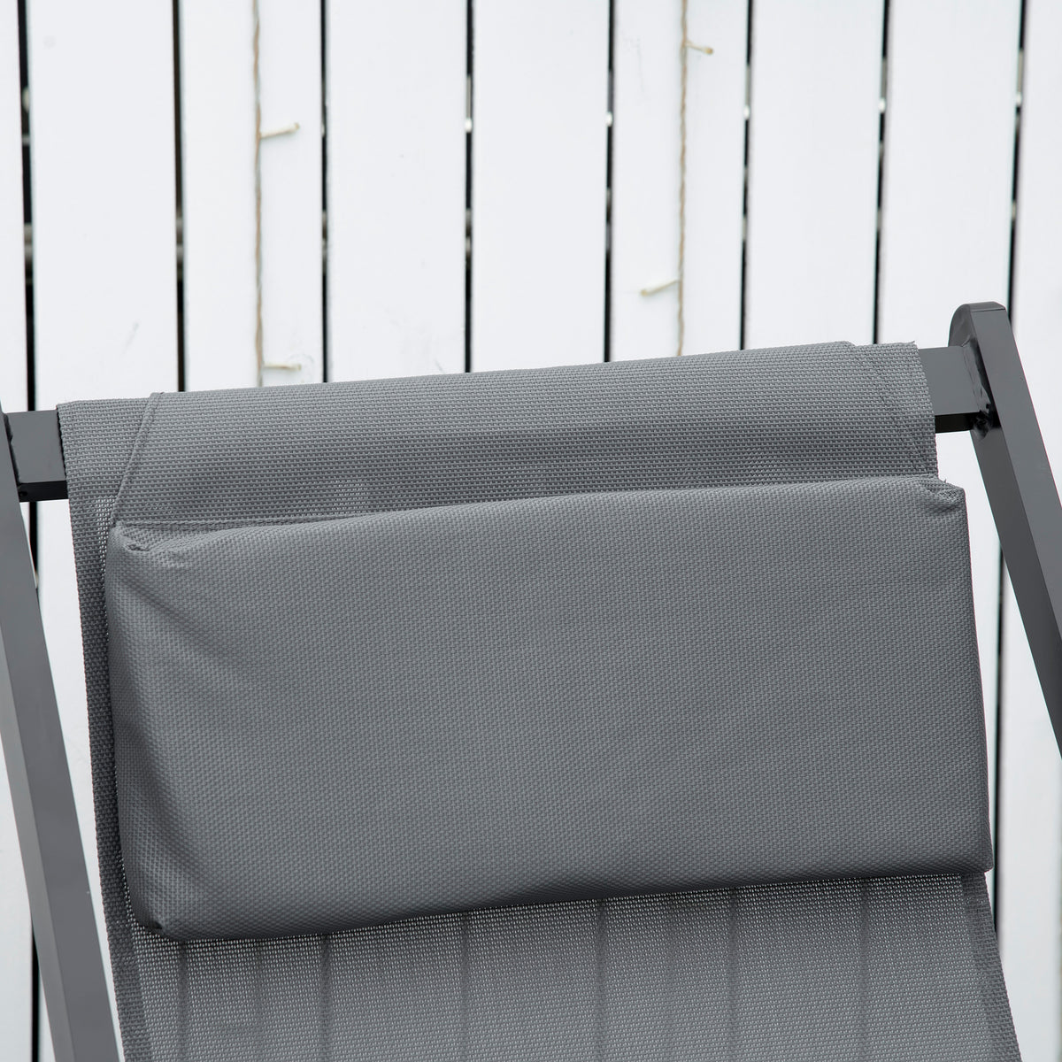 2 Tumbonas Plegables Outsunny Aluminio, Texteline Gris Oscuro 58x96,5x91,5 Cm_3
