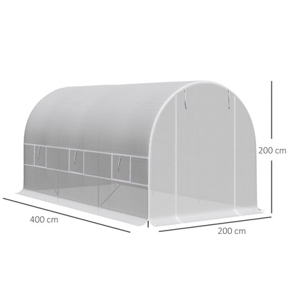 Invernadero De Túnel Con 6 Ventanas Outsunny 400x200x200 Cm Blanco_2
