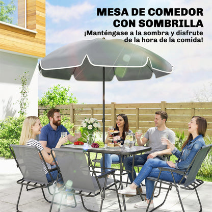 Conjunto De Jardín Outsunny Acero, Textilene Gris 119x68x70 Cm_5
