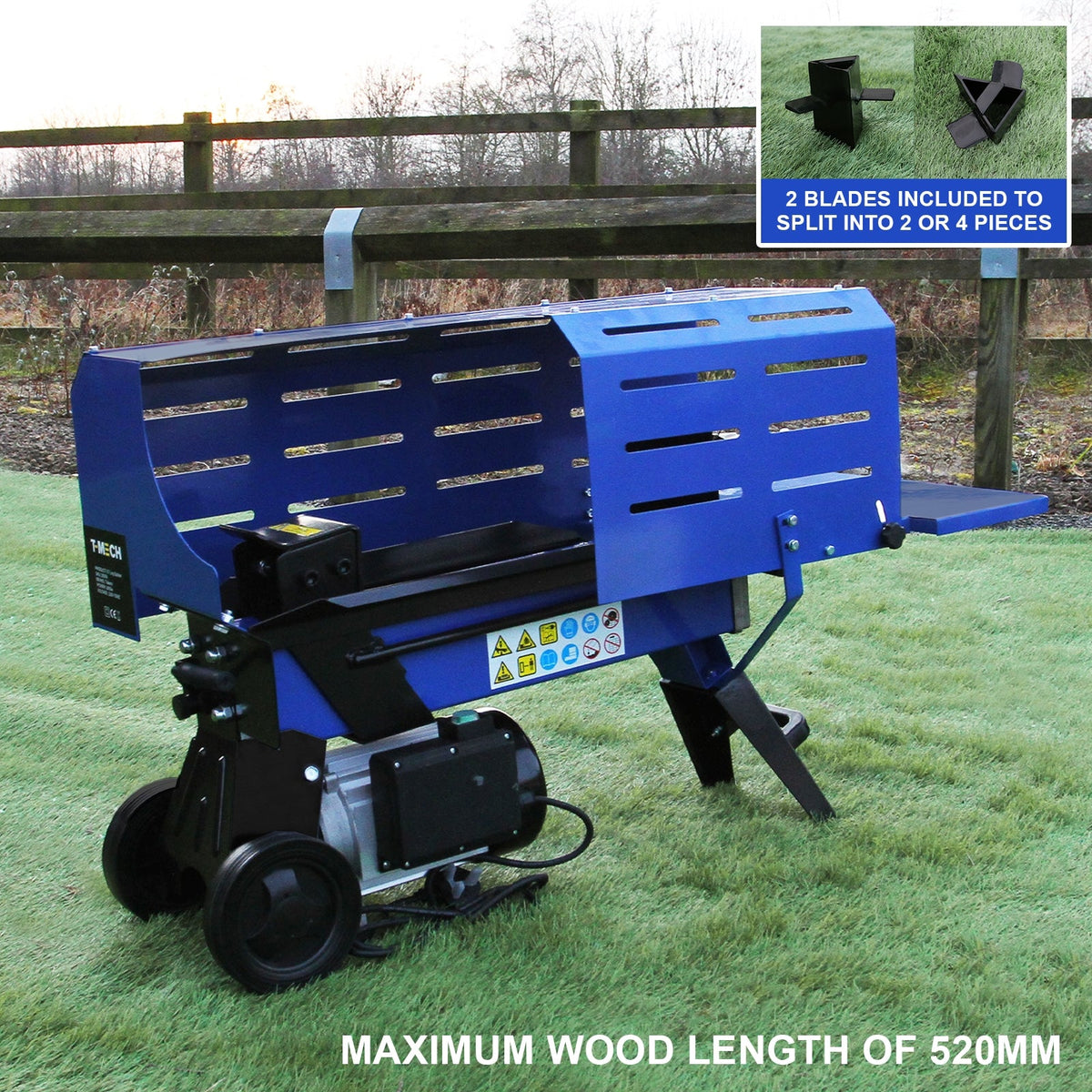 Cortadora De Troncos De 7t Para Madera 520mm 3l Motor Eléctrico Hidráulico De 2200w_1